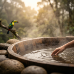 Jacuzzi al aire libre y canto de aves